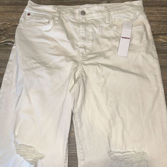 Hudson Rosalie Wide Leg Cream Distressed Jeans. Size 32. NWT. $225. V - Picture 1 of 11